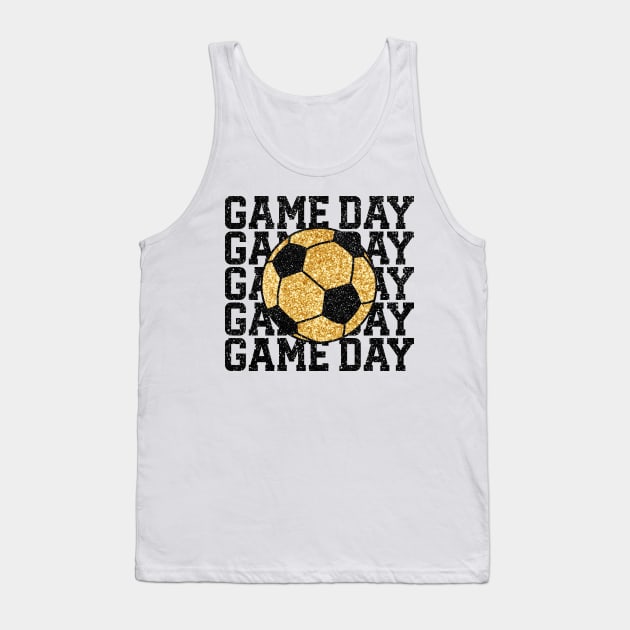 Game Day Gold Glitter Soccer Ball Tank Top by Hobbybox